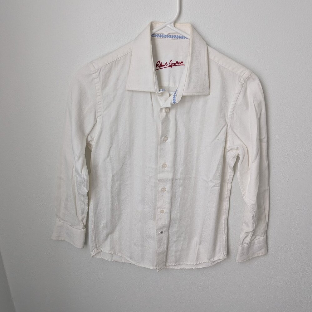 Robert Graham Boys Long Sleeve White Button Down, 8